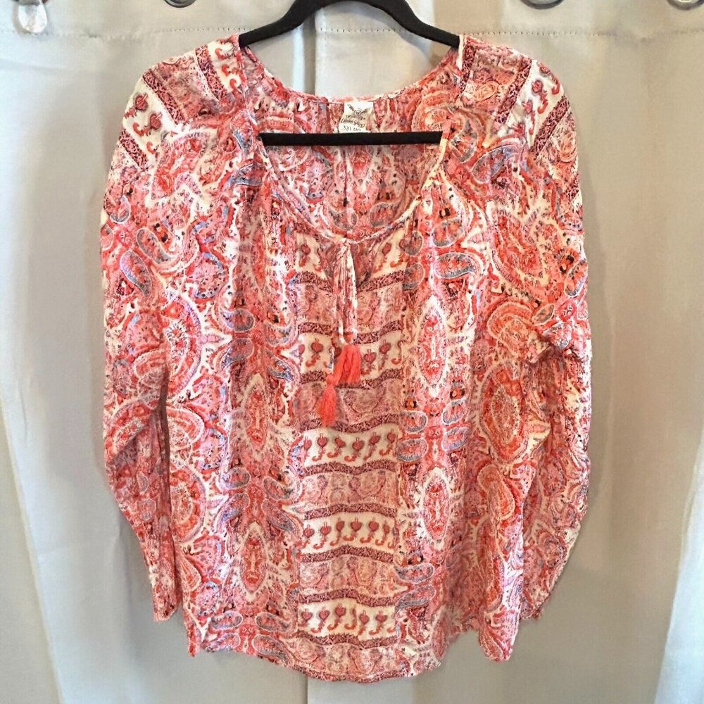 Womens Patchwork Top Size XXL Pink Paisley Boho Festival Hippie Floral 17538x